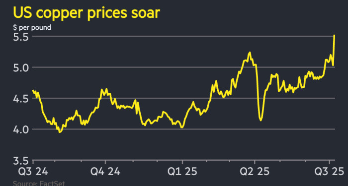 US copper costs rise to report excessive as Donald Trump threatens 50% tariff