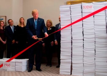 The west is buried underneath pink tape