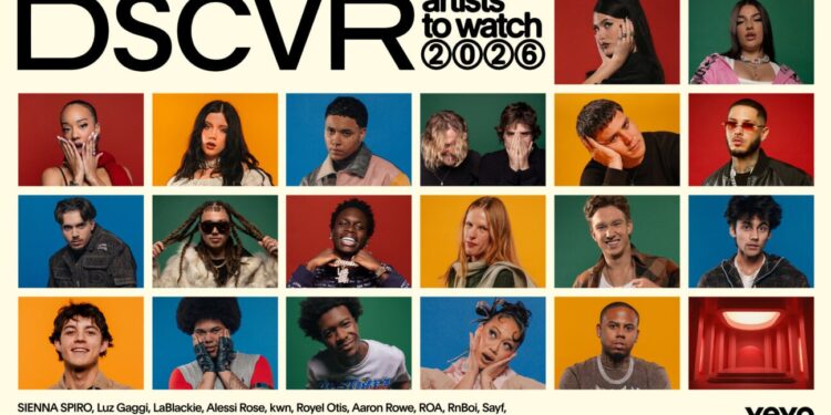 Vevo dscvr artists to observe 2026: Sienna Spiro, Alessi Rose, aron!, Bay Swag