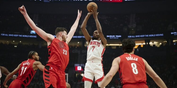 Path Blazers spoil Kevin Durant’s milestone in win over Rockets