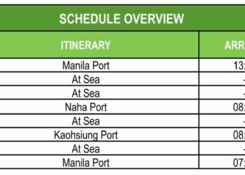 COSTA SERENA Cruise Route 4 Itinerary: 7 Days, Manila-Japan-Taiwan-Manila