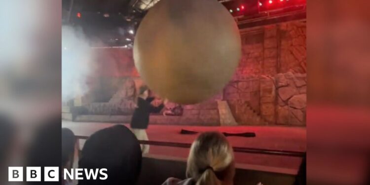 Disney World solid member damage stopping 180-kg pretend boulder from hitting viewers