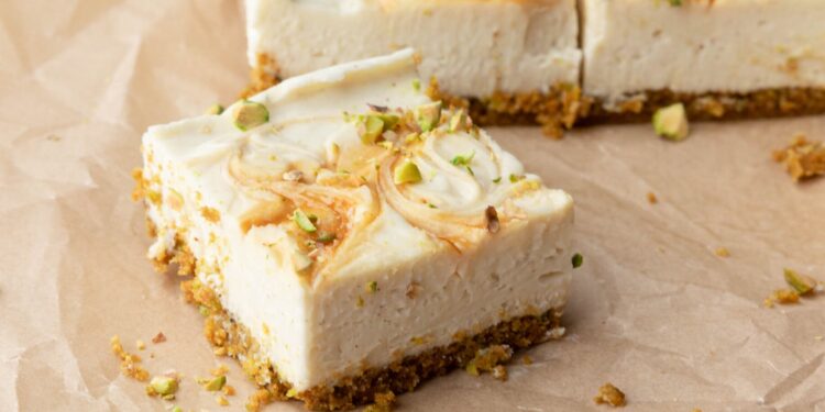 Ricotta Cheesecake Bars with Pistachio Crust (Simple & No-Bake)