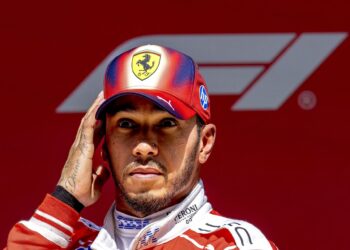 Lewis Hamilton reacts after securing a high 3 grid slot for the 2026 F1 Chinese language GP