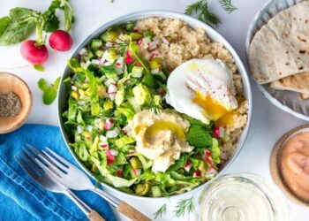 Center Jap Breakfast Bowl With Poached Eggs