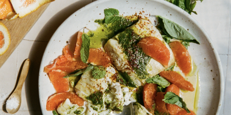 Grilled Cedar Plank Halibut with Salsa Verde & Citrus