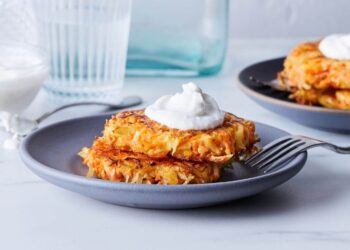 Air Fryer Potato-Carrot Latkes With Cumin Yogurt