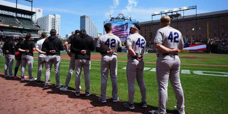 MLB celebrates Jackie Robinson Day as each participant wears No. 42