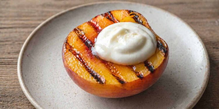 Honey-Basted Grilled Peaches With Greek Yogurt