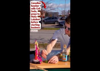Canadian road vendor promoting Goli Soda begins day with Maa Lakshmi prayer. Watch