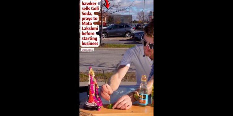 Canadian road vendor promoting Goli Soda begins day with Maa Lakshmi prayer. Watch