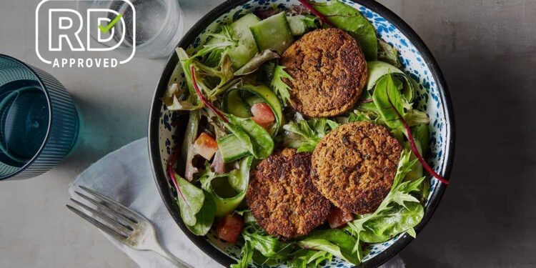 Baked Falafel Salad with Tahini Dressing