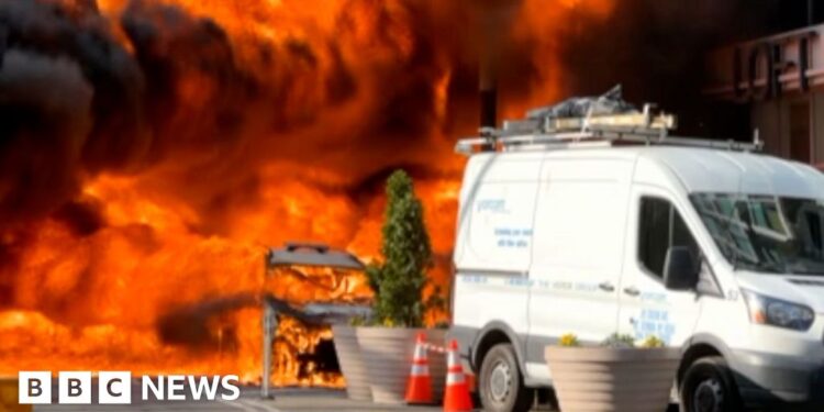 Second automobile explodes into huge fireball in NYC