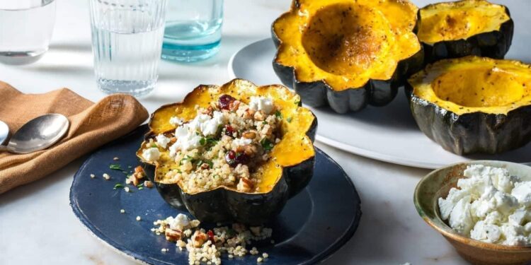 Acorn Squash with Cranberry, Quinoa & Goat Cheese Stuffing| MyFitnessPal