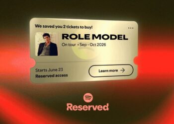 Spotify’s ‘Reserved’ ticketing characteristic launches within the US at the moment underneath a multi-year Dwell Nation deal, beginning with indie-pop artist Position Mannequin
