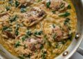 Skillet Lemon Garlic Hen and Orzo