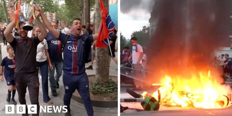Paris in a mixture of celebration and confrontation