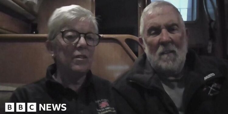 Couple on board yacht describe encounter with Russian warship