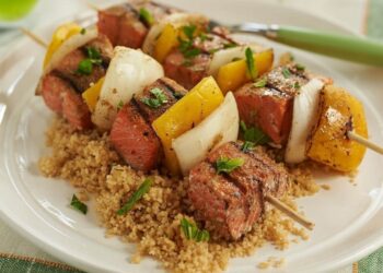Salmon Skewers with Complete-Wheat Couscous