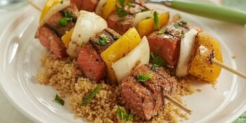 Salmon Skewers with Complete-Wheat Couscous