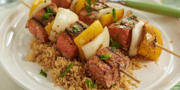 Salmon Skewers with Complete-Wheat Couscous