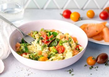 Smoked Salmon & Brussels Sprout Scrambled Egg Whites