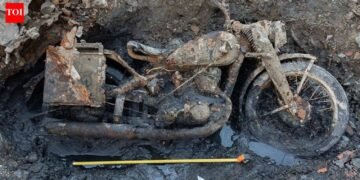 Budapest’s low Danube uncovered two German troopers and a DKW navy motorbike; mud combined with gasoline oil preserved id discs after round 80 years