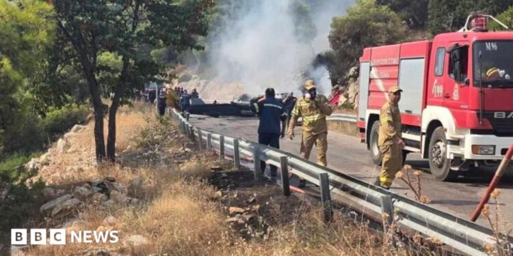 Two crew killed as British pilot survives after firefighting helicopters collide in Greece