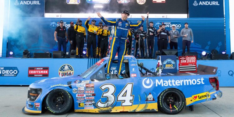 Layne Riggs wins NASCAR Truck Sequence race at New Hampshire; Tyler Ankrum hangs onto remaining Chase spot