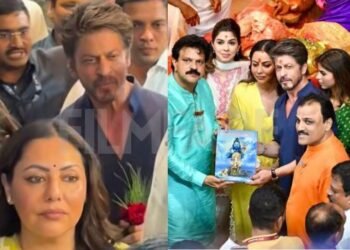 Photographs: Shah Rukh Khan Visits Lalbaugcha Raja With Gauri Khan and Suhana Khan